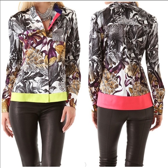 Elie Tahari Tops - Elie Tahari Silk Button Front Floral Blain Blouse